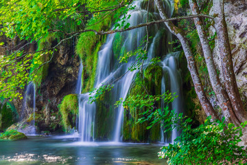 Plitvice lakes, Croatia. Waterfalls of  Plitvice Lakes National Park.