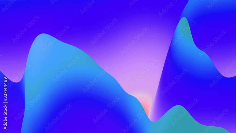 Poster 4k abstract looped fantastic background, liquid gradient of paint with internal glow forms hills or 