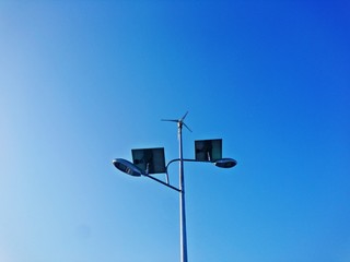 Wind power and solar power for use with street lighting