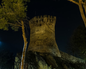 A night glimpse of a medieval tower
