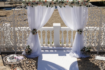 Wedding arch, visiting ceremony on the river bank