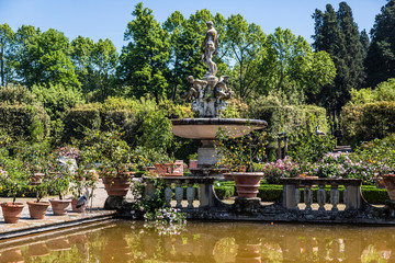 The fountain Ocean with statue of Neptune in Boboli garden, Florence, Italy