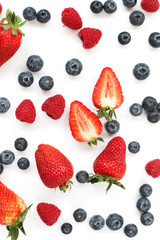 Fototapeta na wymiar Strawberry, blueberry, berries on white background isolated