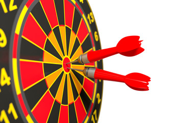 two darts hit the target exactly