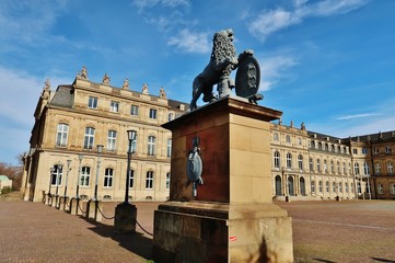 Stuttgart, Neues Schloss, Löwenpostament, Ehrenhof