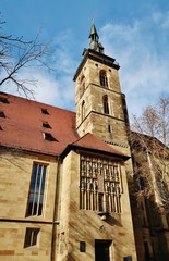 Stuttgart, Stiftskirche, Südturm und Aposteltor