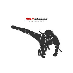 Ninja warrior design vector illustration. Silhouette of japanese fighter.