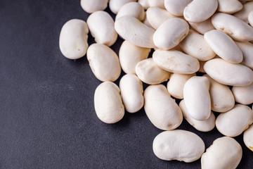 fresh organic natural beans on black background