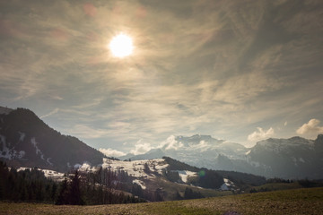 landscape with mountains and clouds