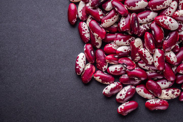 fresh organic natural beans on black background
