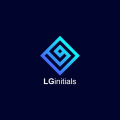 Square LG Initials Logo Design on Dark Background