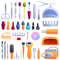 Manicurist icons set. Cartoon set of manicurist vector icons for web design