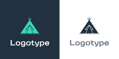 Logotype Traditional indian teepee or wigwam icon isolated on white background. Indian tent. Logo design template element. Vector Illustration © Vadim