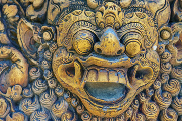 Ancient Balinese statue at the temple