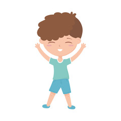 cute little boy cartoon charatcer, kids zone icon white background