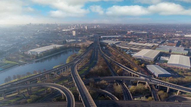Birmingham city centre spaghetti junction quiet Sunday morning timelapse with empty roads