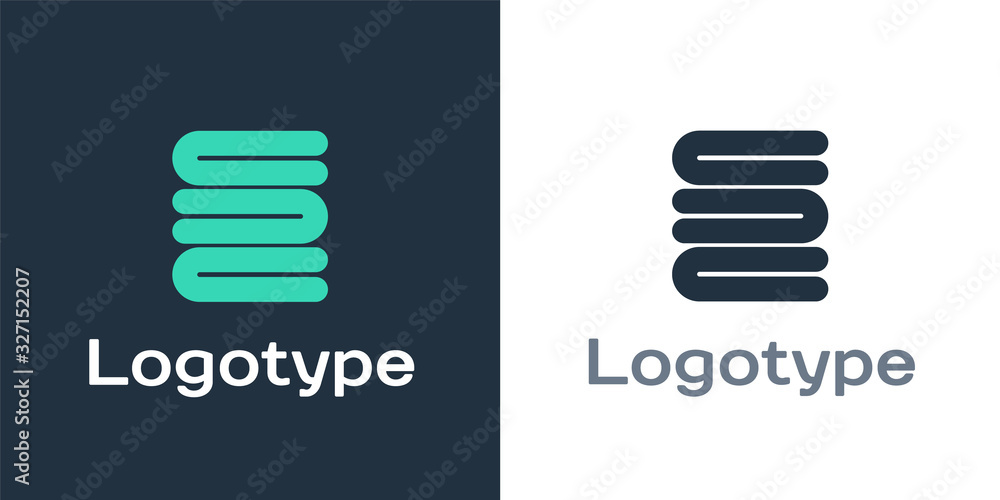 Poster logotype towel stack icon isolated on white background. logo design template element. vector illustr