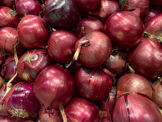 Full frame shot of purple onions, Panama, Central America