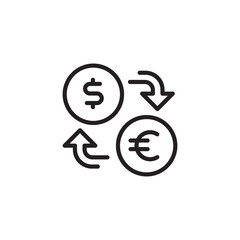 Currency exchange icon. Dollar to euro foreign currency exchange line art vector icon for finance apps and websites