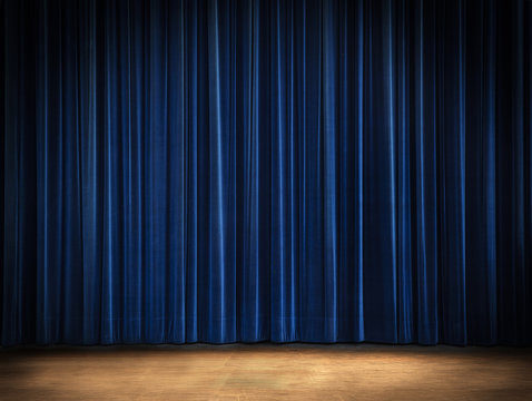 blue Curtain Stage Background
