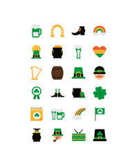 set of icons st patrick day, flat style icon