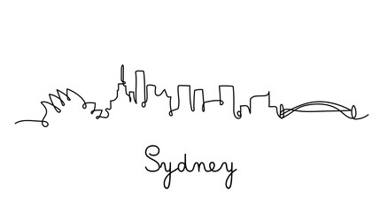 One line style Sydney city skyline. Simple modern minimaistic style vector.