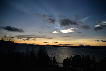 sunset over the sea with New color on sky