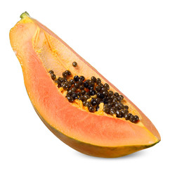 ripe papaya isolated on white clipping path