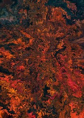 Bright red orange artistic splashes. Abstract rough painting color texture. Modern futuristic pattern. Multicolor dynamic background. Fractal artwork for creative graphic design