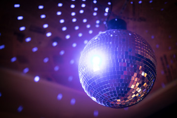 Shiny disco ball in a night club