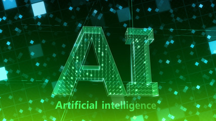 AI artificial intelligence digital network computer technology 3D illustration.