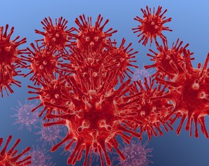 3D rendering, Coronavirus 2019, the concept of the epidemic of corona, dangerous viruses and dangerous influenza.