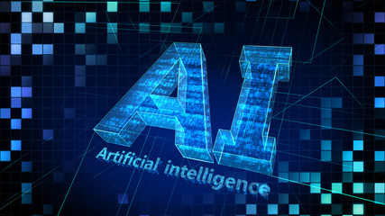 AI artificial intelligence digital network computer technology 3D illustration.