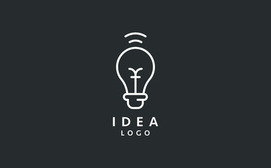 Logo a light bulb solated on dark background. Symbol of creativity, creative idea, mind, thinking.