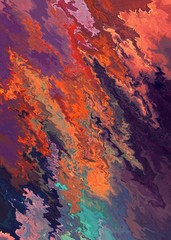 Bright artistic splashes. Abstract rough painting color texture. Modern futuristic pattern. Multicolor dynamic background. Fractal artwork for creative graphic design