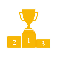 First prize gold trophy icon, trophy, winner, first prize, runner-up prize, vector illustration and icon