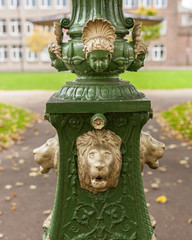 MONTROSE, SCOTLAND - 2015 OCTOBER 25. Close up of the beautiful decoration of the street lights at Melville Gardens.
