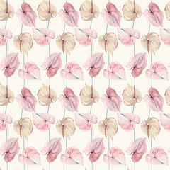 watercolor flowers seamless pattern.