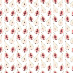 Summer picnic watercolor seamless pattern.