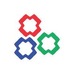 chain of three colorful square