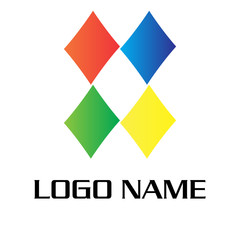 four colorful diamonds logo vector template