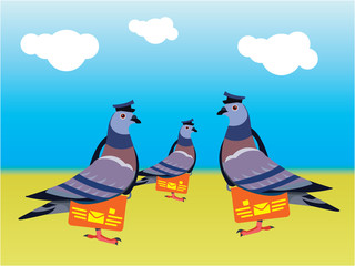 Doves with letter icon flat design