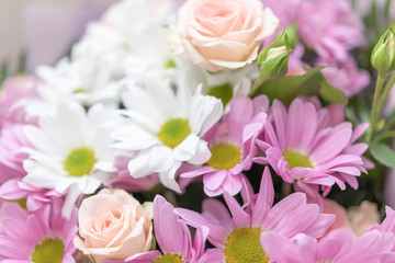 bouquet of flowers delicate color close up