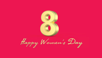 modern and minimalist 3d concepts Women's Day greeting card or banner with  eight 