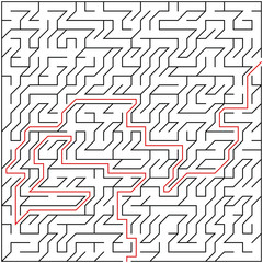 Black square maze(28x28) with help on a white background