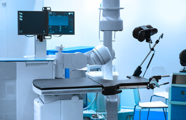 Computed tomography or computed axial tomography scan machine in hospital room