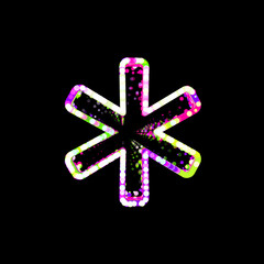 Fototapeta premium Symbol asterisk from multi-colored circles and stripes. UFO Green, Purple, Pink