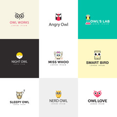  Owl Mascot Logo Flat Vectors 