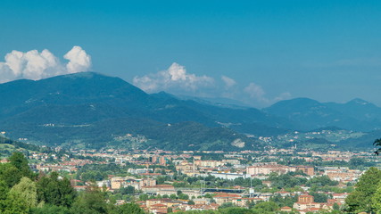 View of medieval Bergamo timelapse - beautiful medieval town in north Italy