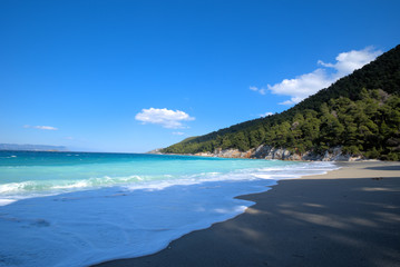 Obraz premium A beautiful beach on the island of Skopelos, Greece . her name is Kastani beach